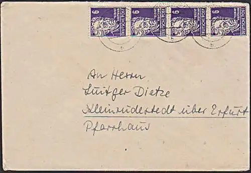 Gerhart Hauptmann Dichter Nobelpreisträger 1912 Fernbrief aus Altenburg SBZ 213(4)