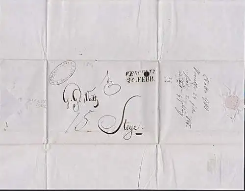 VERCELLI nach Steyer Frankreich Altbrief 1846