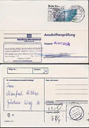 Anschriftenprüfung Energieforschung Solar Generator Ruhr Zoo Gelsenkirchen Hertn BRD 1101