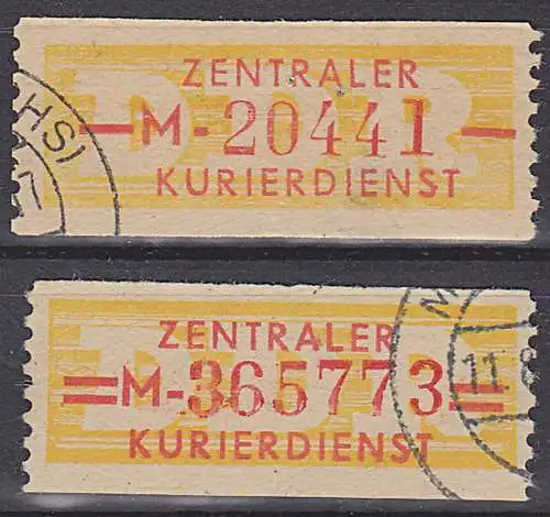 DDR ZKD Dienstmarken B16/17 M 2 Streifen gestempelt, Lfd Nr. einmalig