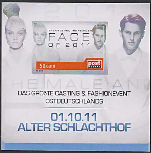 Privatpostmarke Dresden Gesicht Face 2011 "Alter Schlachthof" Block, Postmodern