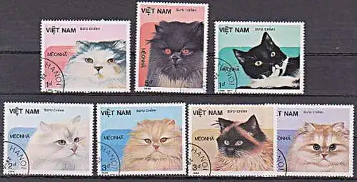 VIETNAM Katze chats gato cat cot animal gestempelt used