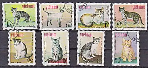 VIETNAM Katze chats gato cat cot animal gestempelt used