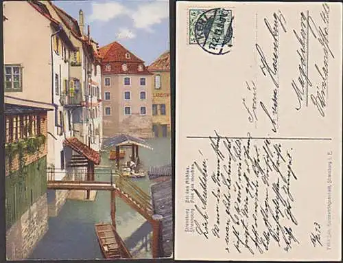 Frankreich Straßburg Elsaß Alsace Bei den Mühlen Künstlerkarte Felix Luib Kehl 1813