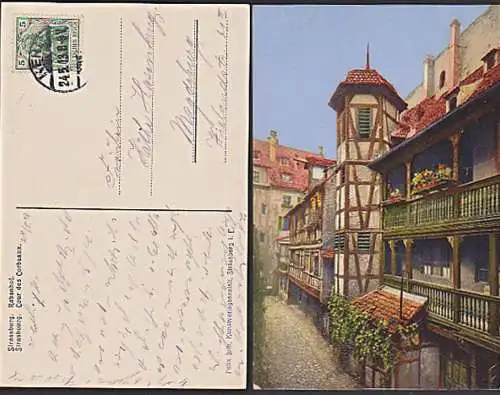 Frankreich Straßburg Elsaß Alsace Altstadt Künstlerkarte Felix Luib Kehl 1813
