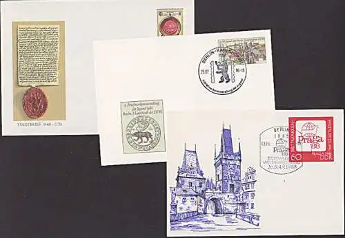 Prag Wenzelsbrücke praga 88, Berlin Bär Ausstellung Messe Leipzig Stadtbrief, 3 GA