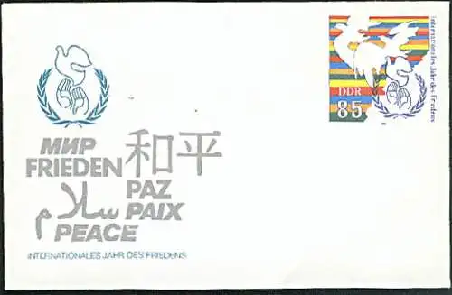 paix paz DDR GA U5 * 85 Pf. Frieden Taube Jahr des Friedens Ganzsachen Umschlag Peace