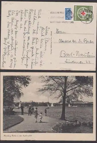 croix rouge Rotes Kreuz Henri Dunant BRD 164 portogenau, MWSt. 13.8.53  Hamburg mit Steuermarke Berlin NO