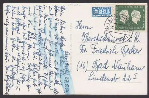 Nobelpreisträger Paul Ehrlich, E. von Behring 10 Pfg mit Steuermarke NO Berlin, BRD 197, Fotokarte Leer Ostfriesland