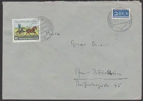 Felleisenpost Thurn und Taxis 10 Pfg, BRD 160 Ortsbrief Frankfurt(Main)-Schwanheim, NO-Steuermarke, portogenau