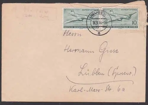 HORNO über Guben PSSt. 1956, Diesen Ort scheint der Braunkohle zum Opfer gefallen zu sein, Jänschwalde, Fernbrief IL12