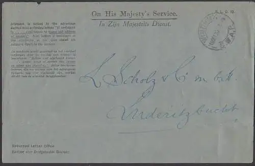 Windhuk Süd-Wst-Afrika on his majestys service dienstbrief13. Oct. 1925  Lüderitzbucht, office, in Zijn majestets dienst