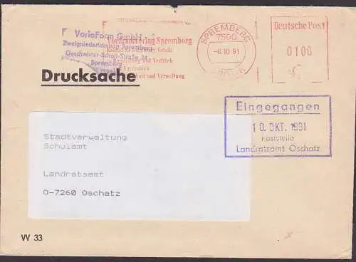 Spremberg AFS aptiert 8.10.91 Drucksache bis 50 g portogenau - selten - Vordruckverlag zweisprachig, neu VarioForm GmbH