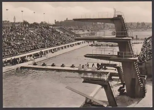 Leipzig Schwimmen Europameisterschaften Photokarte  Schwimmstadion, R-SoZettel C12 Sonderpostamt, DDR 911, portogenau