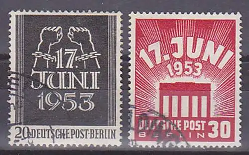 Berlin 1953, SoMkn gest. 17. Juni, Hände in Ketten, Brandenburger Tor, 20 Jahre Vertreibung, Postkrieg Schwärzungen