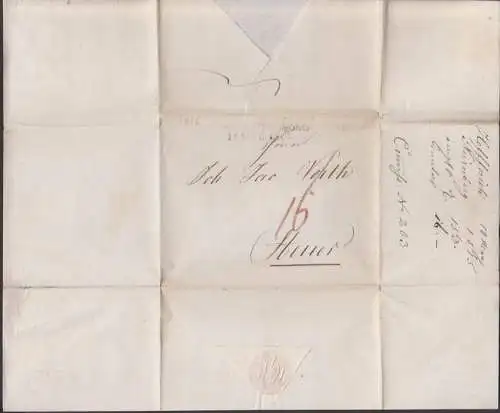 Nürnberg 1815, Faltbrief mit Rötelvermerk nach Steyr Österreich, viel Text, Papiersiegel JGH Helferich