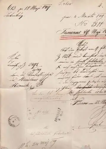 Lwiw Lemberg Altbrief 1849 nach Tornow, Faltbrief mit Papiersiegel, zweiköpfiger Adler