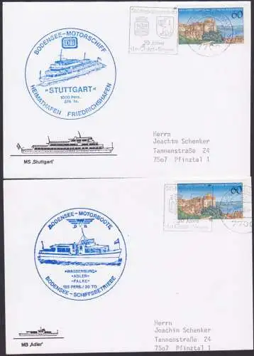 Bodensee Motorschiff 2 Bordstempel 1988, MS Stuttgart, MB Adler