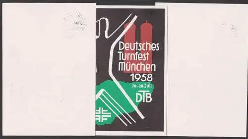 München Deutsches Turn- und Sportfest 1958 3 Schmuckkarten SoSt.  21.7.58