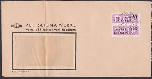 Central courier service Germany East Radeberg, letter ZKD B15(1300) Doppel-Bf RAFENA vorm. Sachsenwerk Radeberg