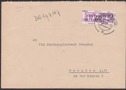 Frankfurt (Oder), DDR ZKD-Brief B15(5000) Kreisaufdruck, Handelszentrale Pharmazie u. Krankenhausbedarf