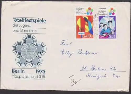 Germany Weltfestspiele Jugend und Studenten Berlin Hauptstadt der DDR 1973, portogenauer Auslandsbrief Wesenberg