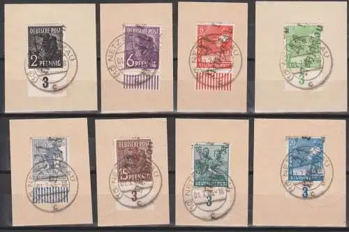 SBZ OPD Chemnit Handstempel, 41 Netzschkau, kpl. ohne helle 60, geprüft Rehfeld, 166/181 X, je auf Bf.-Stück, s.u.