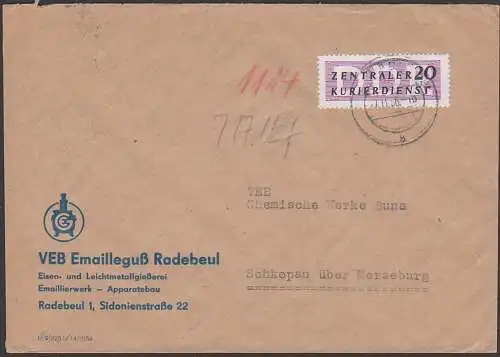 Radebeul VEB Emailleguss Gießerei 27.11.56 nach Schkopau Germany ZKD B7