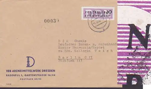 DDR ZKD B7, PF I "linke Serife von N abgebrochen",  Kat.: -.- Radebeul Arzneimittelwerk Dresden 27.4.57