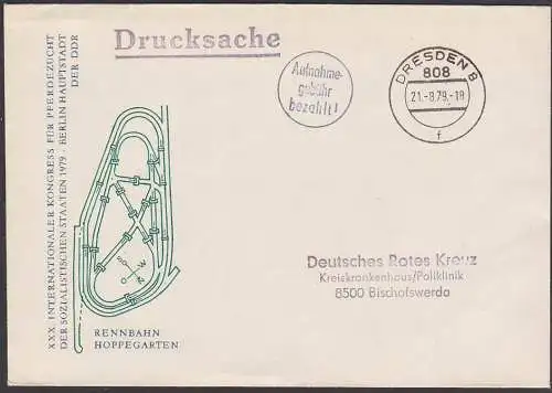 DRESDEN 8 Drucksache mit seltenem St. "Aufnahme-/gebühr /bezahlt!" 21.8.79 nach Bischofswerda