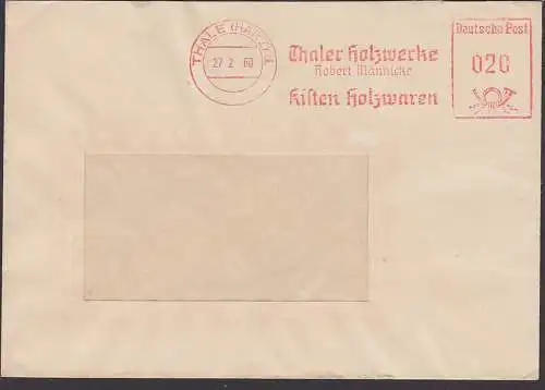 Thale (Harz) Germany DDR AFS 27.2.1960 "Thaler Holzwerke Robert Männicke Kisten Holzwaren"