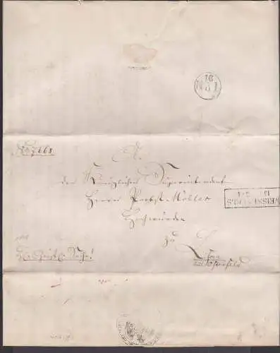 WEISSENFELS 19.11. 1848, Hl. Christliche Dienstsache nach Lissen bei Osterfeld an königl. Superintendantur mit viel Text