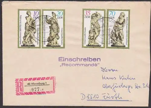 Dresden Grünes Gewölbe Einschreiben-Satzbrief nach Fürth, rs. Tauschmarke des Kulturebundes der DDR aus Merseburg