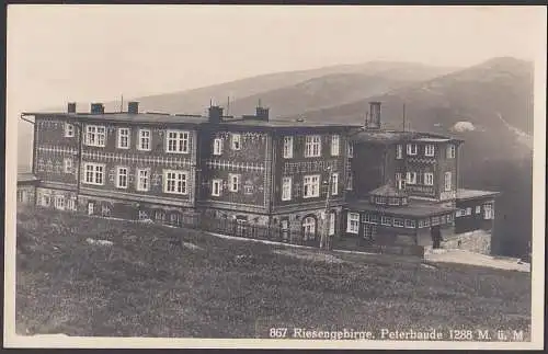 Peterbaude Riesengebirge Sudetenland 1941 mit grünem Bautenstempel