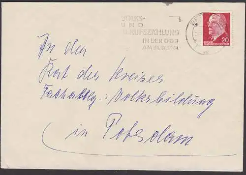 Volk- und Berufszählung in der DDR am 31.12.1964 MWSt. aus Berlin Fernbrief nach Potsdam