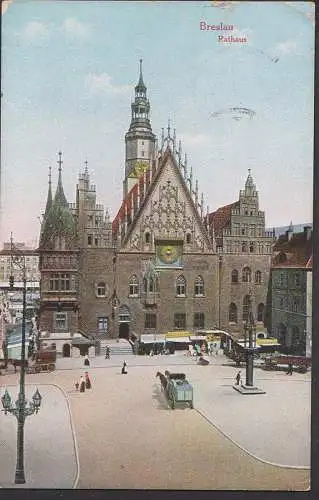 Breslau Wroclaw 1916. Schlesien Feldpostkarte 15.1.1916 Rathaus mit Sonnenuhr