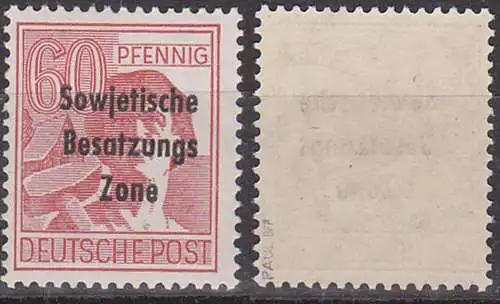 SBZ Germany "helle 60" mit Aufdruck postfrisch geprüft Paul BPP MiNr. 195