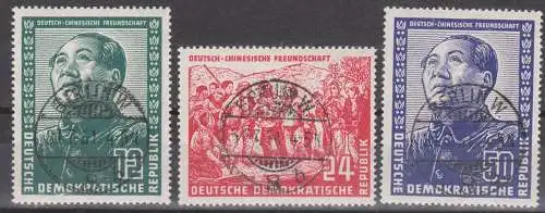 Deutsch-Chinesiche Freundschaft Mao Zdedong Landvermessung, DDR 286/88  used, jeder Wert mit vollem St. BERLIN W8