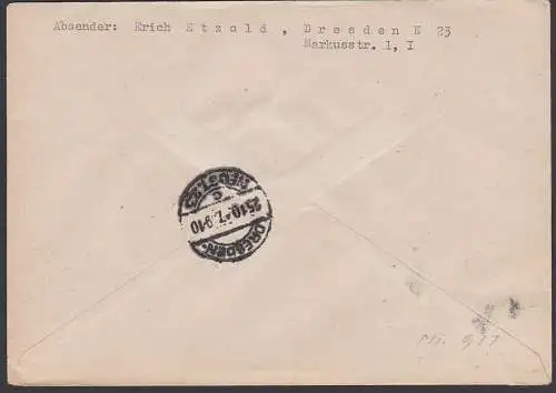 DRESDEN N15 R-Bf, SoSt. 24.10.47 Landeskonferenz der Volkssolidarität Sachsen, Doppelbrief