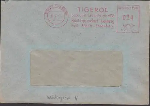 BÖHLITZ-EHRENBERG TIGEROL Lack- u. Farbenfabrik VEB Rückmarsdorf - Leipzig AFS =DP 024= 28.2.49