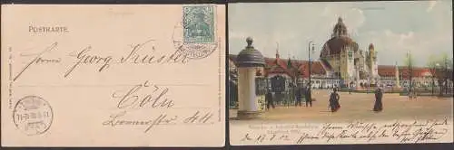 1902 Gewerbe- u. Industrieausstellung mit Ausstellungsstempel Düsseldorf 17.08.02, Haupthalle