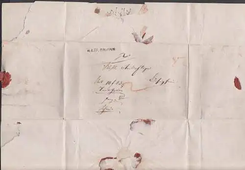 HEILBRONN Altbrief 1844 nach Scham, Faltbrief mit viel Text, Rötelvermerk