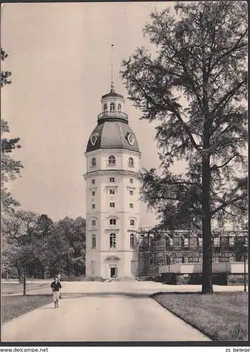 Zoo Elefant Bär Affe Karlsruhe MWSt. "Besucht uns im Karlsruher Zoo" Ak Schlossturm 1957