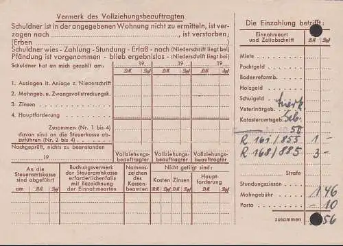 Nachnahme 1950, 6 und 40 Pf Köpfe I, Eisenach Steueramtskasse Thür. Landeskasse