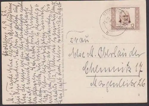 Victor Hugo DDR 311 franz. Dichter, portogenau Glückwunschkarte, Stollberg Sachsen nach Chemnitz