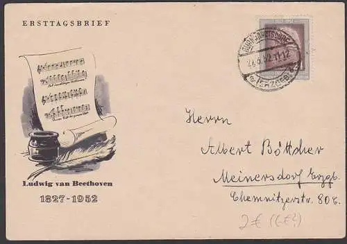 Ludwig van Beethoven DDR 301, Fernbrief aus Burghardtsdorf Erzgebirge auf Schmuckumschlag