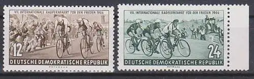 Radrennen 1954 Friedensfahrt Warschau-Berlin-Prag postfrisch, DDR 426/27