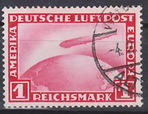 Germany 1931 Deutsches Reich Mi. 455, 1 M "Graf Zeppelin L. Z. 127" Luftschiff über Erdball