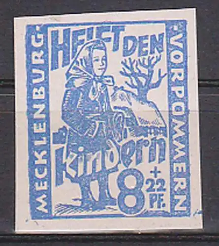 SBZ 27aU postfrisch 8+22 Pf. "Helft den Kindern" Mecklenburg-Vorpommern ungezähnt gepr. Rahn