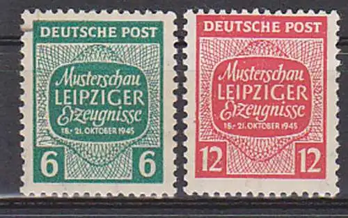 SBZ 124/5X postfrisch unused, geprüft  Westsachsen Leipziger Musterschau, 6 Pf lo. repariert